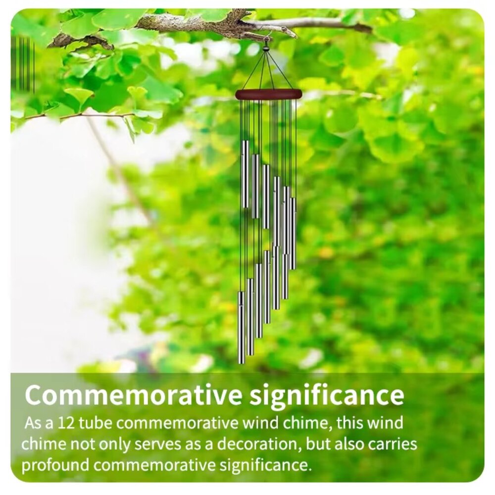 12 Metal Aluminium Tube Wind Chimes with Hooks, Outdoor Garden Decoration Home